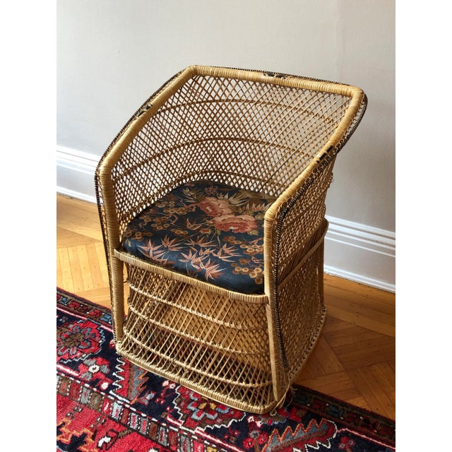 Wood Mid-Century Boho Rattan Armchair For Sale - Image 7 of 13