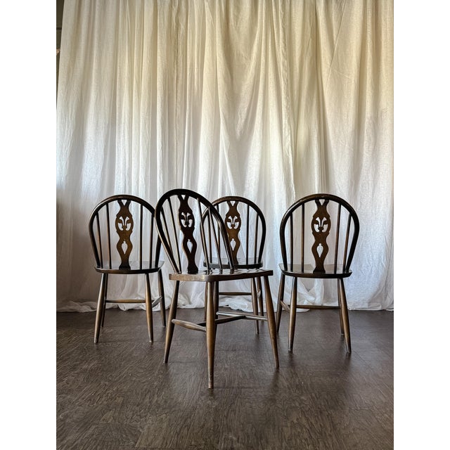 Set of Four Vintage Oval Back Dining Chairs With Floral Cushion For Sale - Image 10 of 13