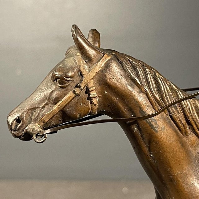 Olive Equestrian Horse Jockey Statue in Polychrome, 1890s For Sale - Image 8 of 14