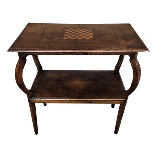 Antique Italian Walnut Burl Inlay Games Table, 1890s For Sale