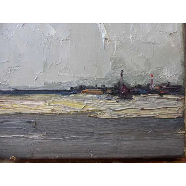 Oil on marine canvas signed John MICHAUX entitled the Scheldt. Sight dimensions of the canvas: 0m 29 x 0m 39. I have...