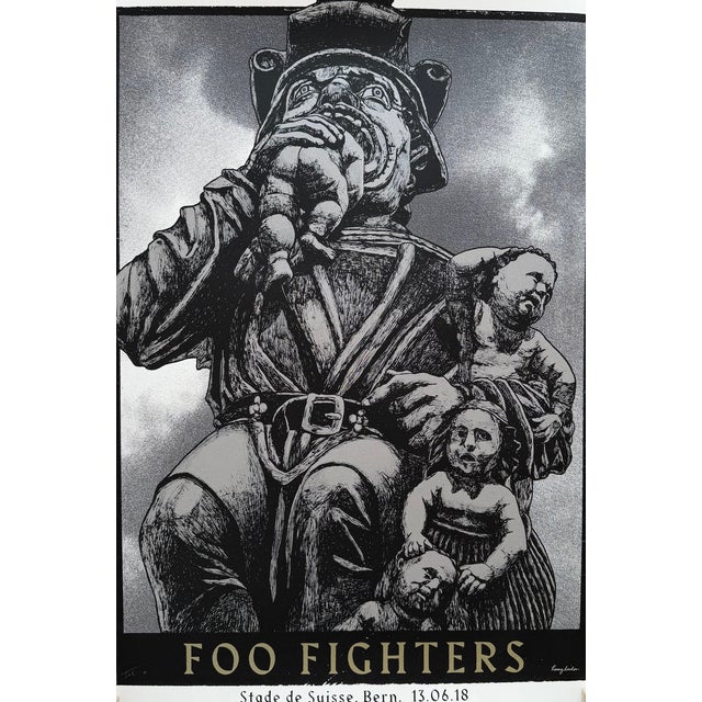 Black Hand Pulled 4 Colour Screenprinted Foo Fighters Bern Poster by Tommy Davidson-Hawley For Sale - Image 8 of 8