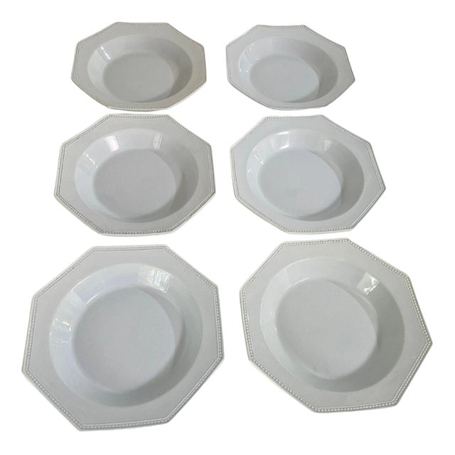 French Octagonal Earthenware Dishes, 1820, Set of 6 For Sale