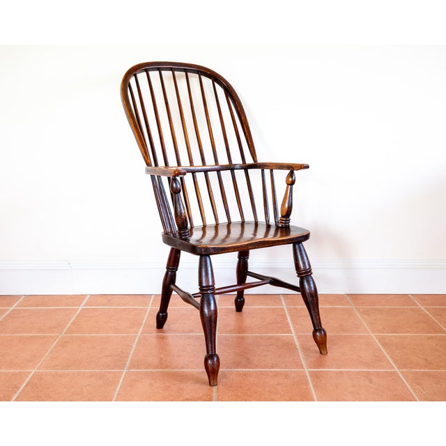 Wood Antique Windsor Armchair, 1840s For Sale - Image 7 of 18