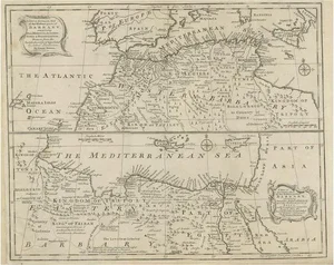 Antique Map of Western and Eastern Barbary, 1744