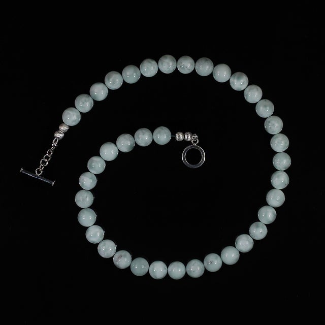 Traditional Ajd 18 Inch Soft Green Peruvian Angelite Necklace For Sale - Image 3 of 5