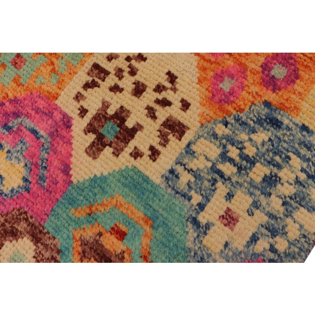 Pink Shabby Chic Balochi Pink/Blue Wool Rug - 6'7''x9'9'' For Sale - Image 8 of 10