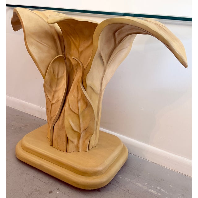 1970s Casa Bique Attr. Palm Leaves Console Table & Mirror For Sale - Image 5 of 9