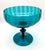 Vintage Handblown Italian Empoli 7 x 7 (dish is 3" deep) footed dish in a deep turquoise. No chips or cracks.