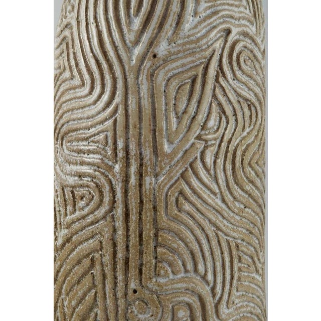 Danish Ceramicist Hand-Carved Vase by Christina Muff For Sale - Image 5 of 7