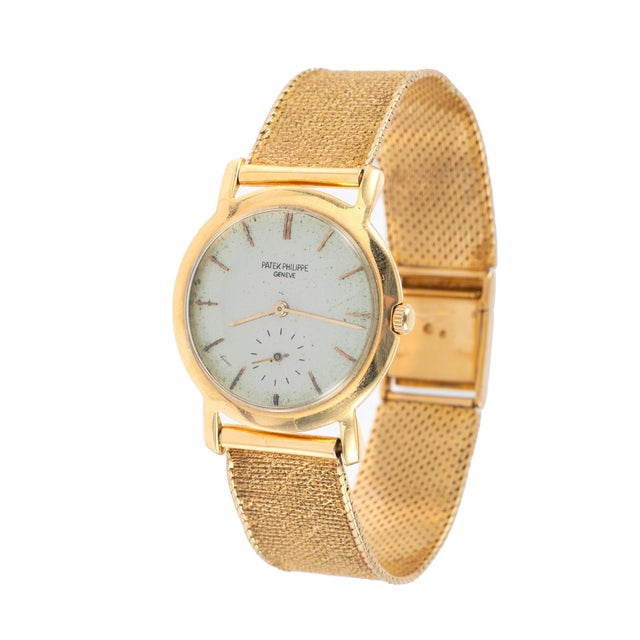Patek Philippe Geneve Vintage 2506 Manual 18k Gold Mesh Bracelet Watch For Sale In Miami - Image 6 of 12
