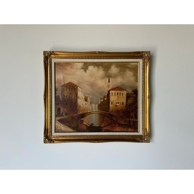 Impressionist L. Costello Venetian Scene Oil on Canvas Painting, Framed For Sale - Image 3 of 10