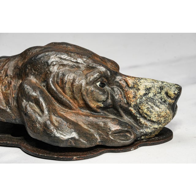 Metal Whimsical Antique Cold Painted Bloodhound Dog Document Clip Desk Tidy Paper Holder English Country Home Decor For Sale - Image 7 of 12