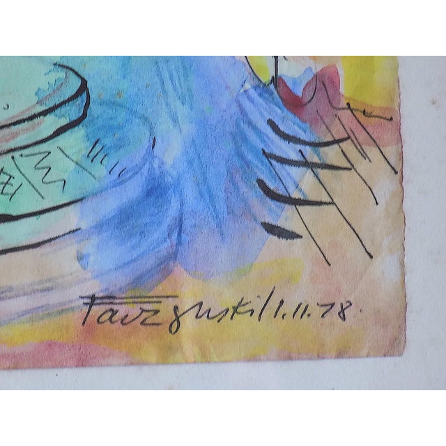 Paint Original Vintage 20th Century Signed/Dated/Framed Mixed Media Standing Nude Painting For Sale - Image 7 of 9