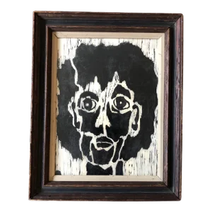 1960’s Original Vintage Wood Block Portrait Vintage Frame