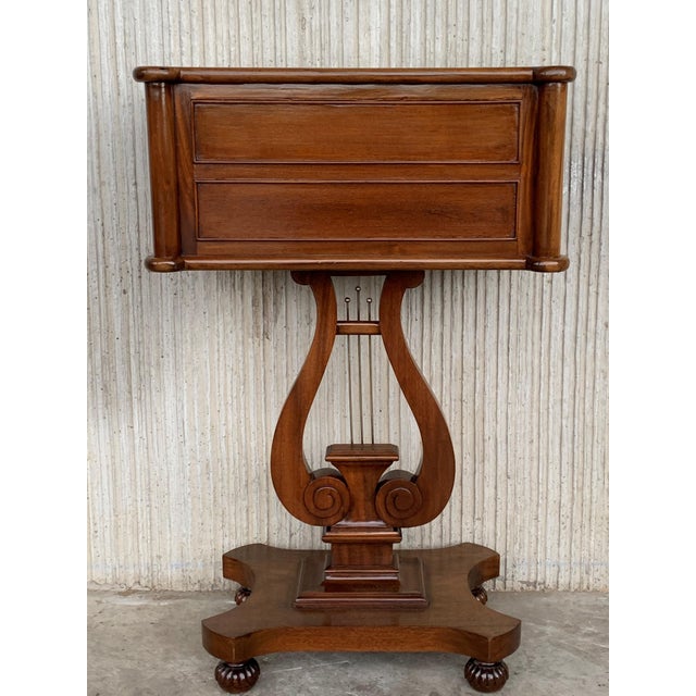 French Early 20th Century Regency Style Harp Side Table with Two Drawers For Sale - Image 4 of 18