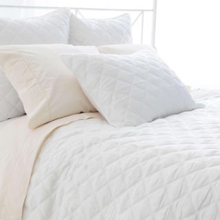 Pine Cone Hill by Annie Selke Quilted Silken Solid White Coverlet, Full/Queen For Sale