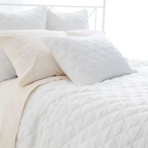 Pine Cone Hill by Annie Selke Quilted Silken Solid White Coverlet, Full/Queen