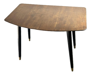 Small Mid-Century Vintage Side Table with Tapered Black Legs & Brass Ferrules
