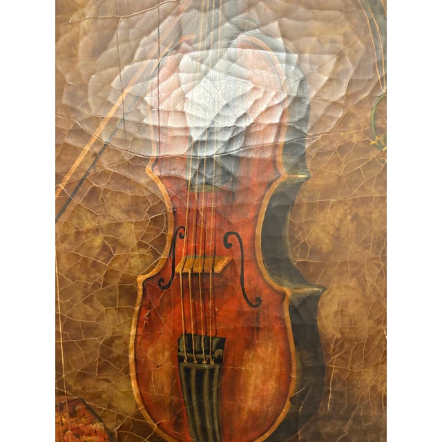 Late 20th Century Themed Crackle Painted Arched Wood Wall Panel - Violin and Huqin For Sale In Boise - Image 6 of 10