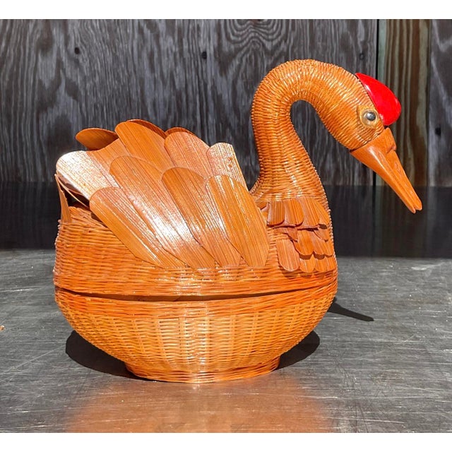Vintage Coastal Shanghai Weave Duck For Sale - Image 4 of 9