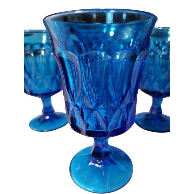 Mid-Century Modern Vintage Noritake Perspective Blue Goblets- Set of 4 For Sale - Image 3 of 5