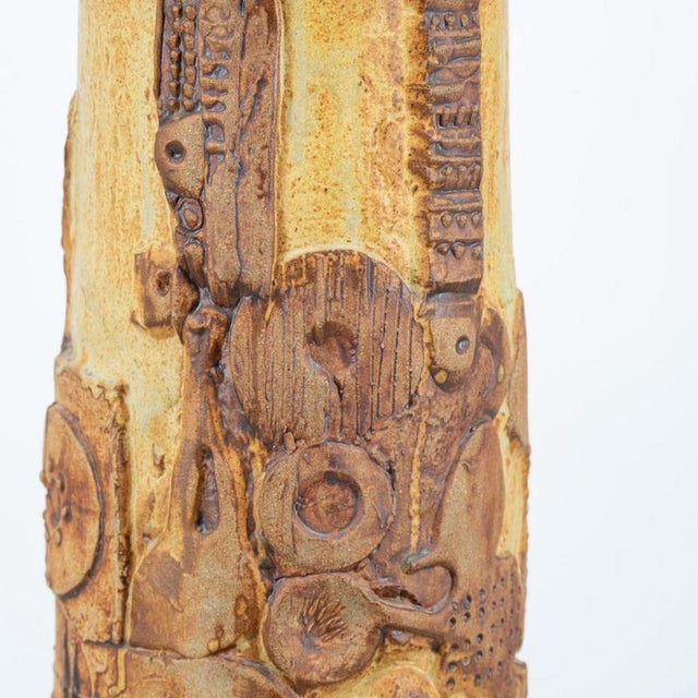 Ceramic Table Lamp by B. Rooke with Lampshade attributed to R. Houben, 1970 For Sale - Image 3 of 10