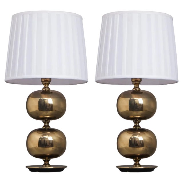 Swedish Brass Table Lamps from Ab Stilarmatur, 1960s, Set of 2 For Sale