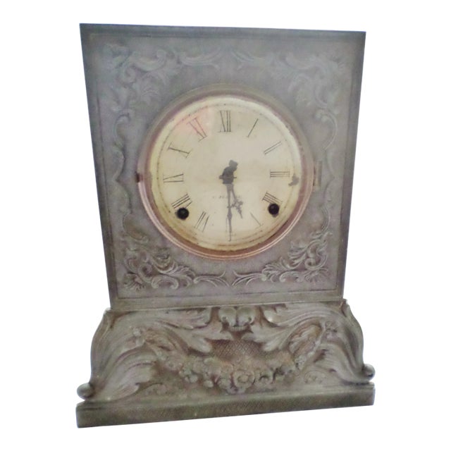 Antique Chauncey Jerome Pewter Front Shelf Clock For Sale