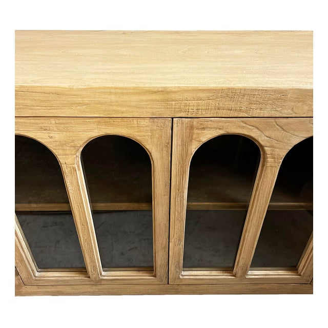 Mid 20th Century Vintage Blond Elm Arch Window Sideboard Credenza For Sale - Image 5 of 8