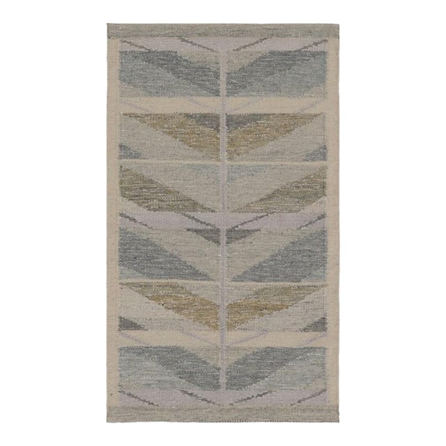 Rug & Kilim’s Scandinavian-Inspired Rug, Minimalist Chevrons in Gray and Blue For Sale