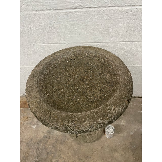 Rustic European Vintage New Orleans Estate (Garden District) Cast Stone Birdbath With Scrolled Pedestal For Sale - Image 3 of 12