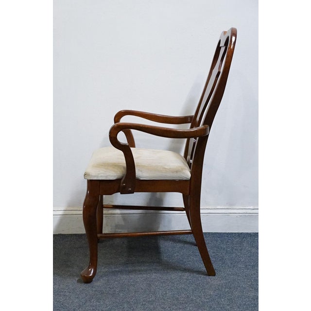 Late 20th Century Bassett Furniture Solid Cherry Traditional Queen Anne Style Dining Arm Chair 4270-594 For Sale - Image 5 of 10