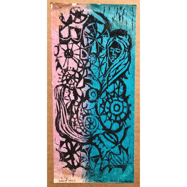 1970s 1970 Ruth Freeman Abstract Woodcut For Sale - Image 5 of 5