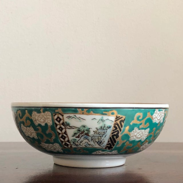Japanese Vintage Hand-Painted Japanese Porcelain Imari Bowl For Sale - Image 3 of 12