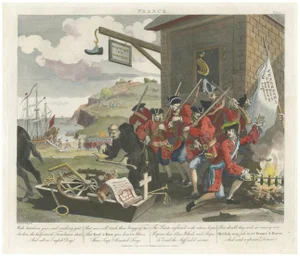 Hogarths France Satirical Print: A Scathing Critique, 1798, Print