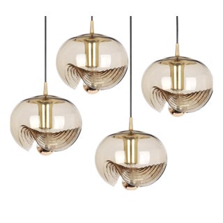 Large Smoked Glass Pendant Light from Peill & Putzler, Germany, 1970s For Sale