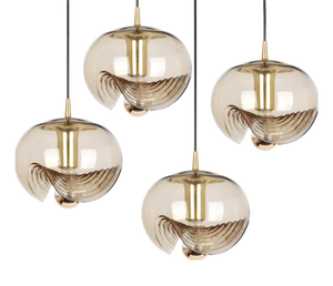Large Smoked Glass Pendant Light from Peill & Putzler, Germany, 1970s