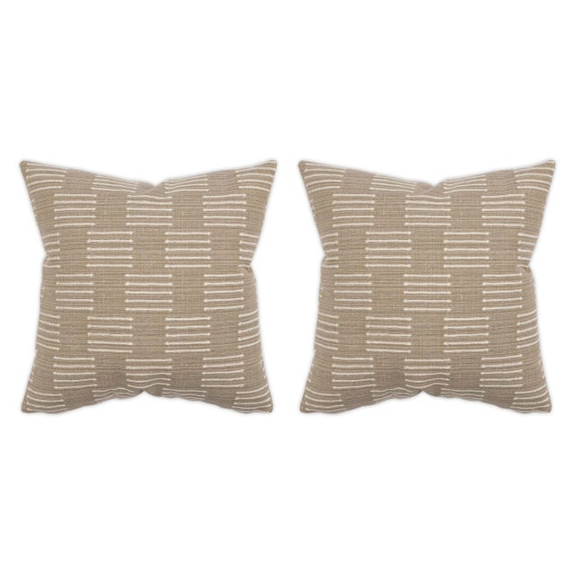 Transitional Bonez Wheat 22x22 Pillow, A Pair For Sale - Image 3 of 3