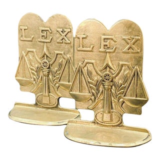 Vintage Brass Lawyer Scale of Justice Bookends - a Pair For Sale