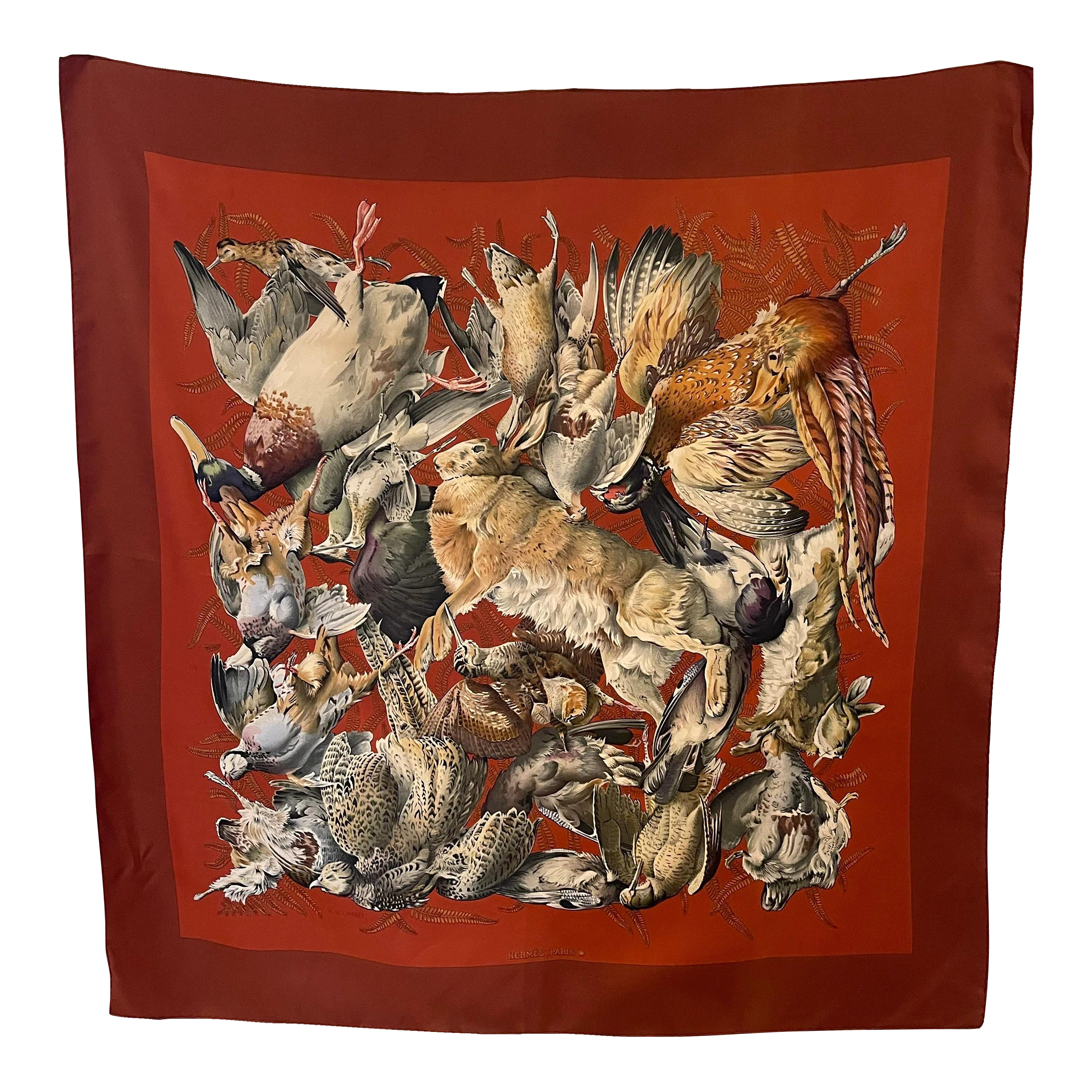 Hermès Gibiers Henri De Linares Silk Scarf 1991 | Chairish