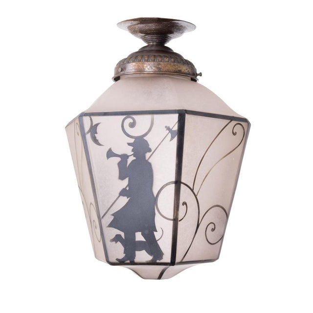 Art Deco Hexagon Hall Lamp Night Watcher, Germany, 1920s For Sale - Image 10 of 10