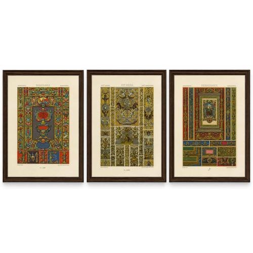 Blue Racinet, Renaissance Grotesque Ornament, 1873, Chromolithographs, Set of 3 For Sale - Image 8 of 9