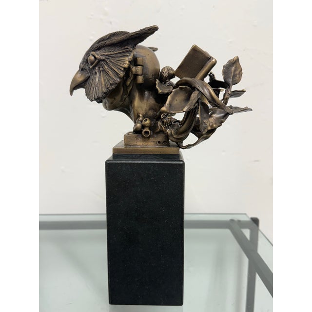 Bronze Theodore Gall Owl Man, Signed For Sale - Image 8 of 12