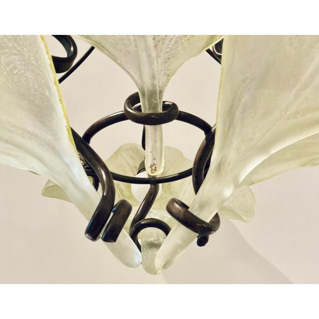 Murano Myran Allan Luxury Lighting Murano Green Art Glass Leaf Chandelier For Sale - Image 4 of 5