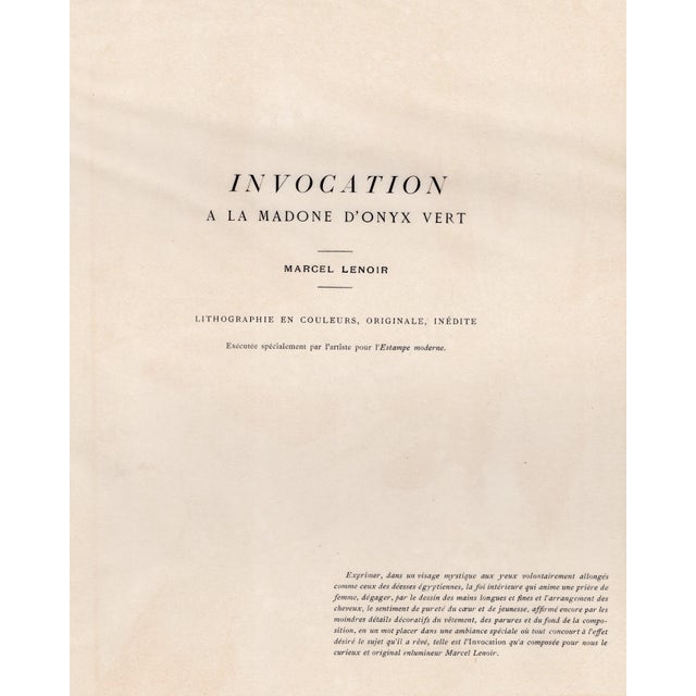 Paper Marcel Lenoir, Invocation à la Madone d'Onyx Verte, 1897, Lithograph on Paper For Sale - Image 7 of 10