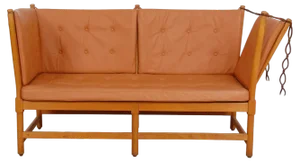 Spoke-Back 2-Seater Sofa in Cognac Leather by Børge Mogensen, 1960s