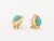 Metal Vintage Modernist 14k Yellow Gold and Turquoise Diamond Earrings For Sale - Image 7 of 9