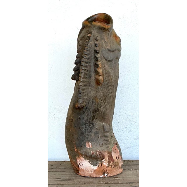 Army Green Vintage Original Studio Pottery Terracotta Fish Umbrella Stand For Sale - Image 8 of 12