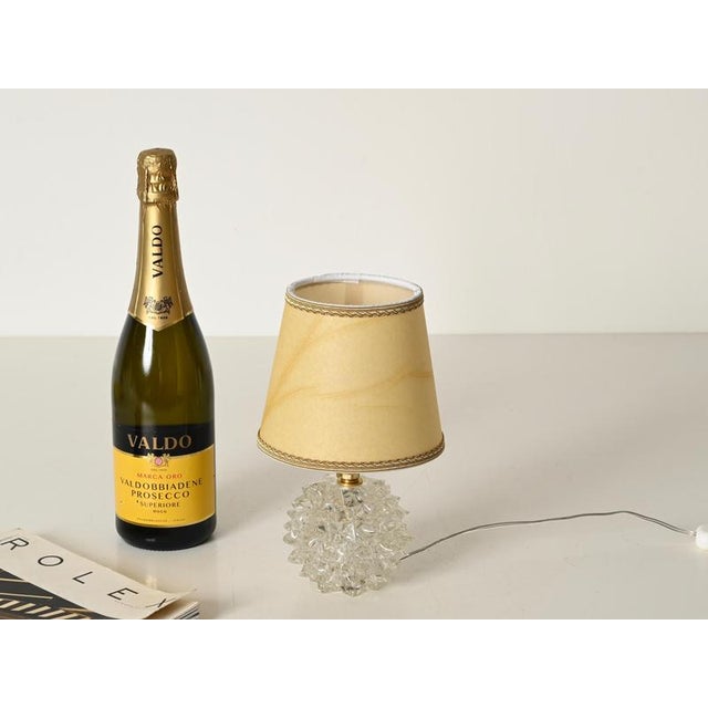 Round Rostrato Murano Glass and Brass Table Lamp from Barovier & Toso, Italy, 1940s For Sale - Image 11 of 14